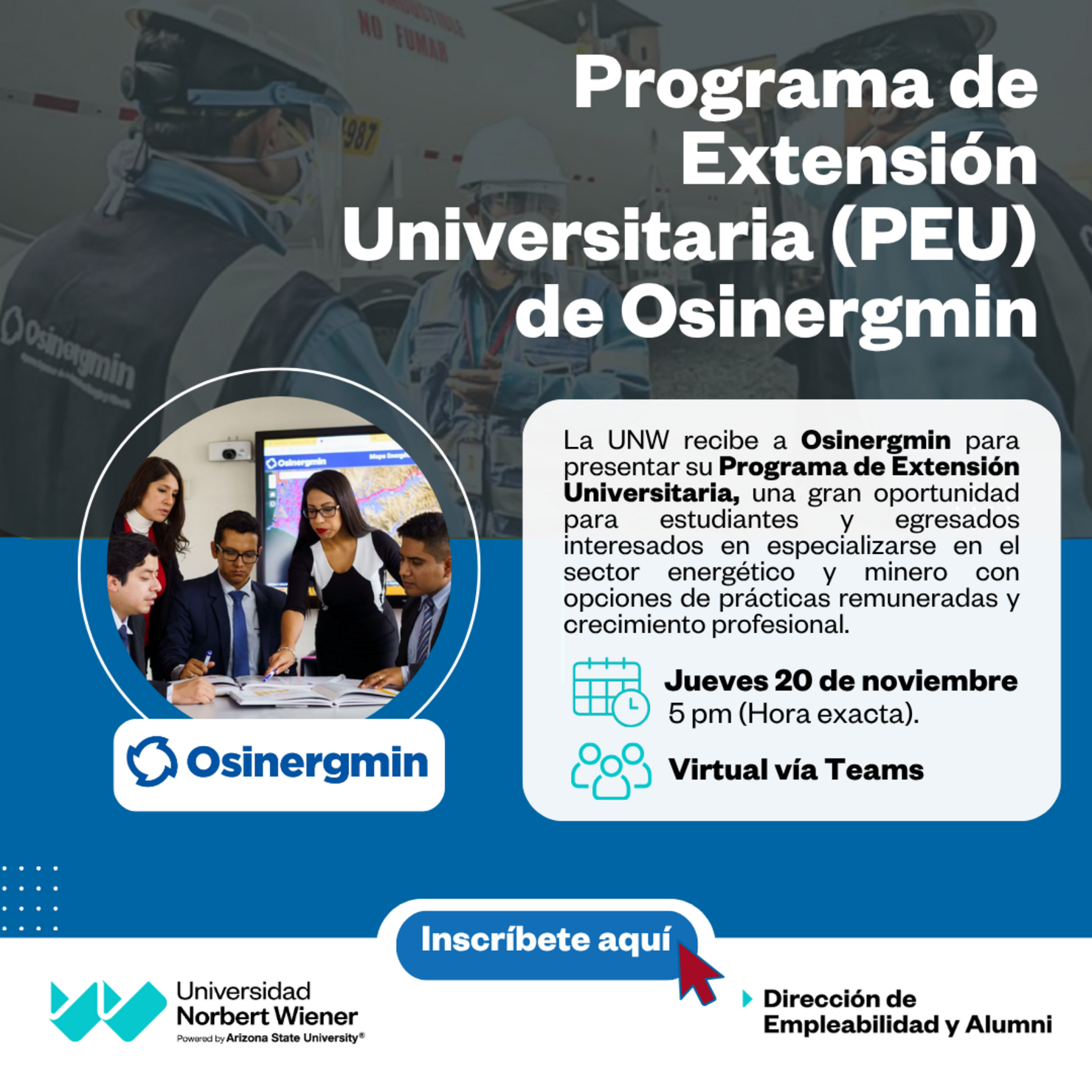 Charla con Osinergmin – Programa de Extensión Universitaria (PEU)