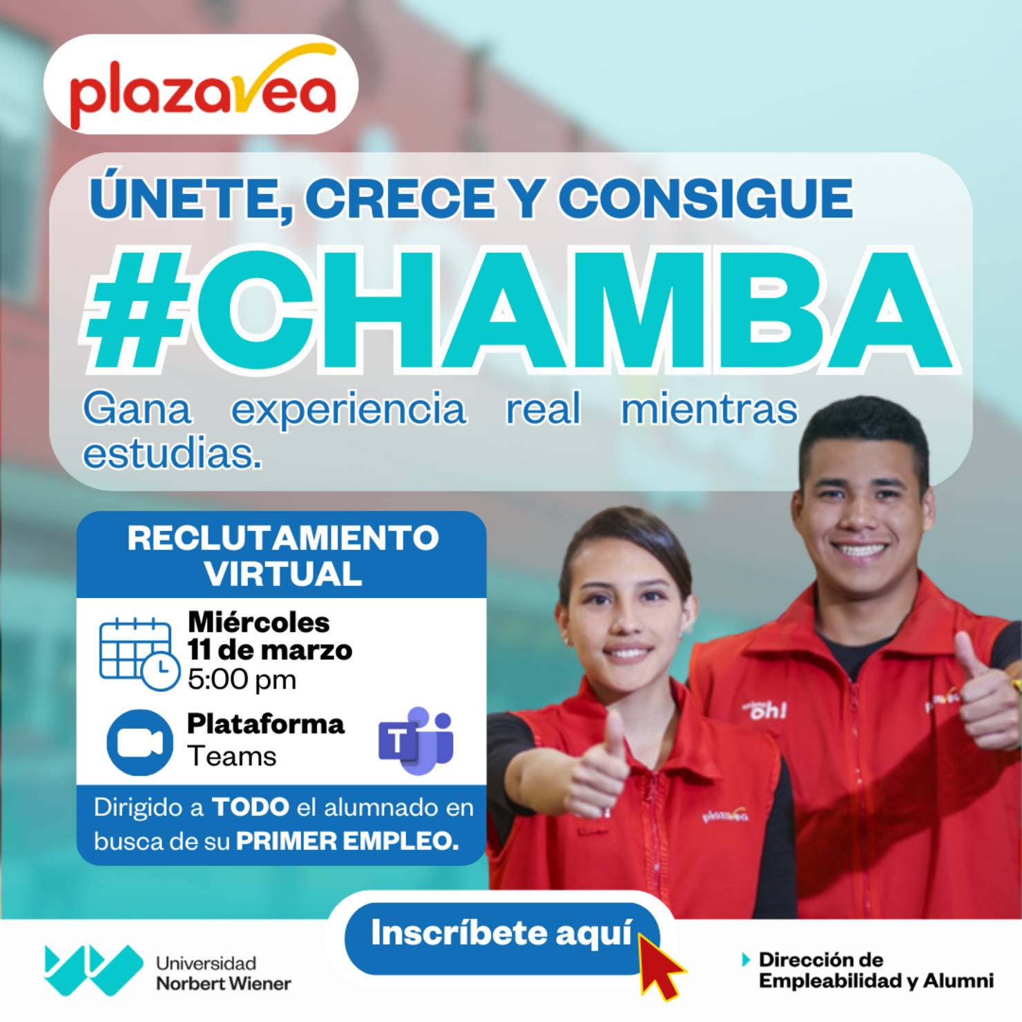 RECLUTAMIENTO VIRTUAL CON PLAZA VEA | Miércoles 11 de marzo