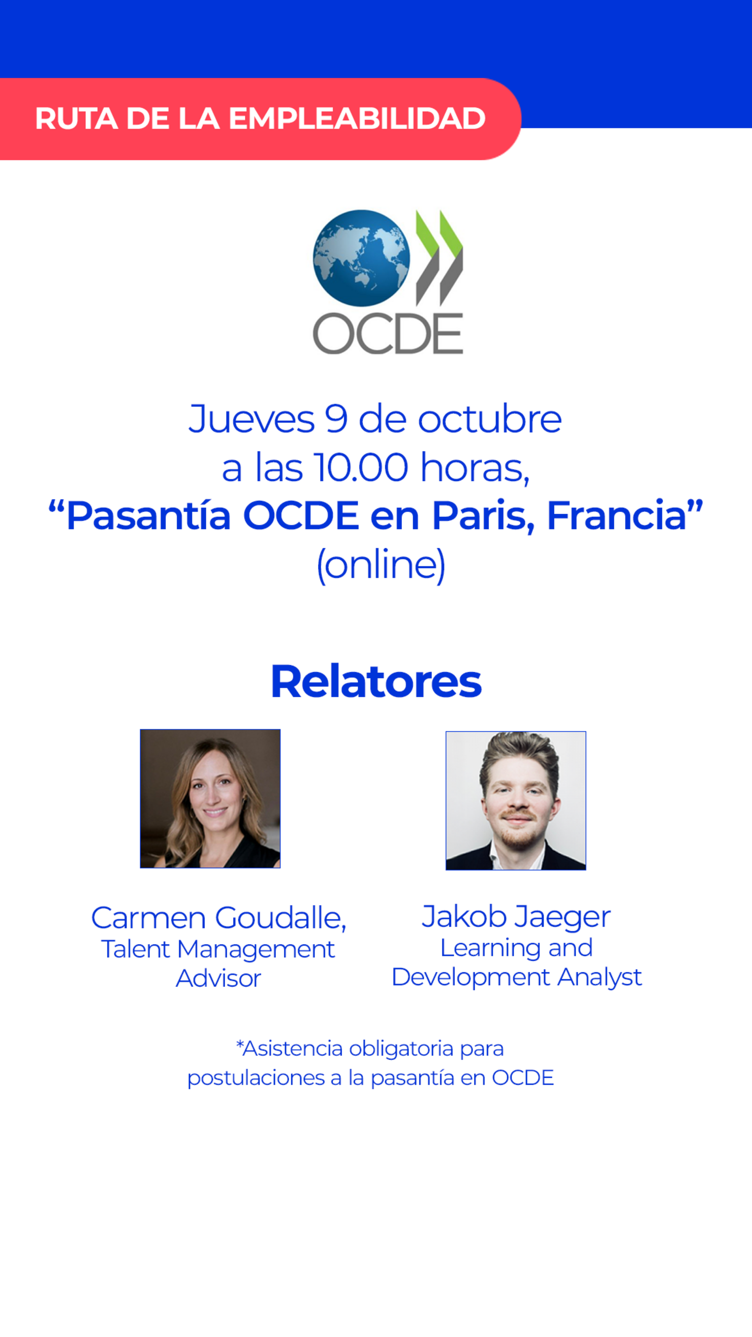 Charla de la OCDE para postular a sus pasantías en París