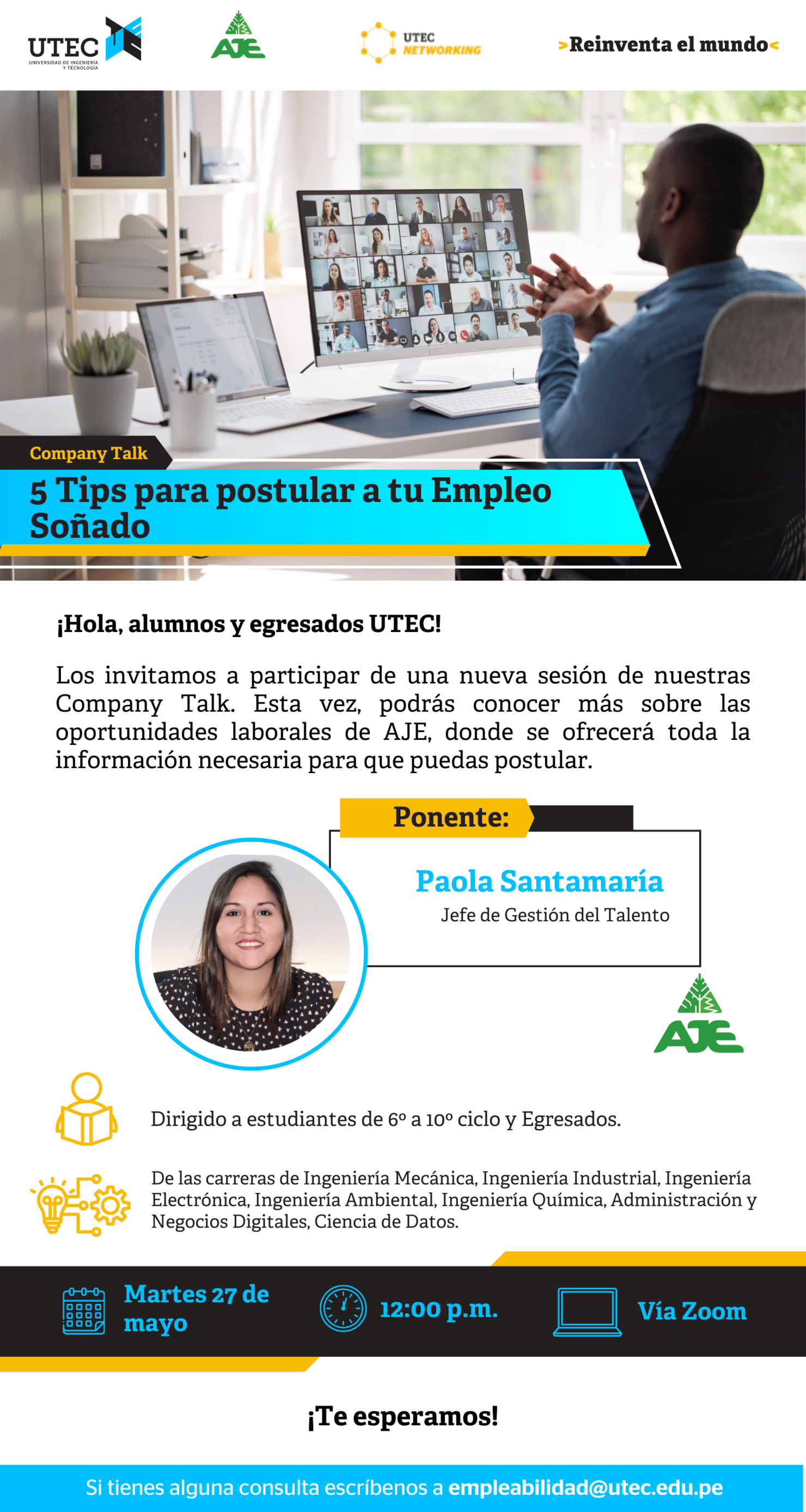 [AJE - 05 Tips para postular a tu Empleo Soñado] Martes 27/05 a las 12:00 pm