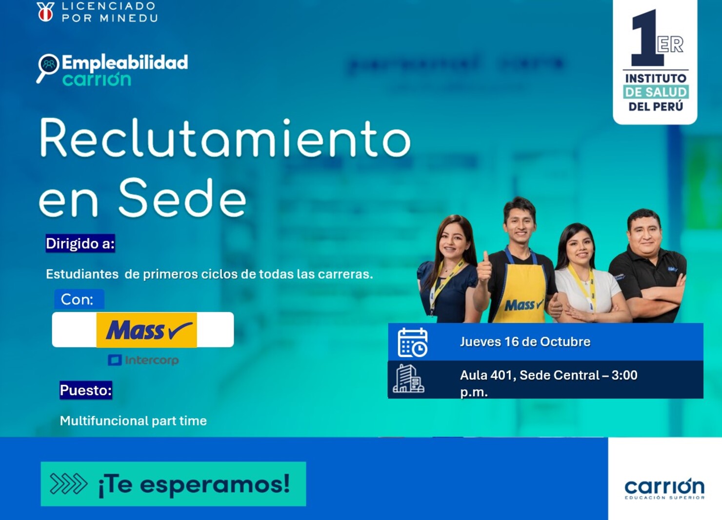Reclutamiento en Sede Central con Tiendas Mass