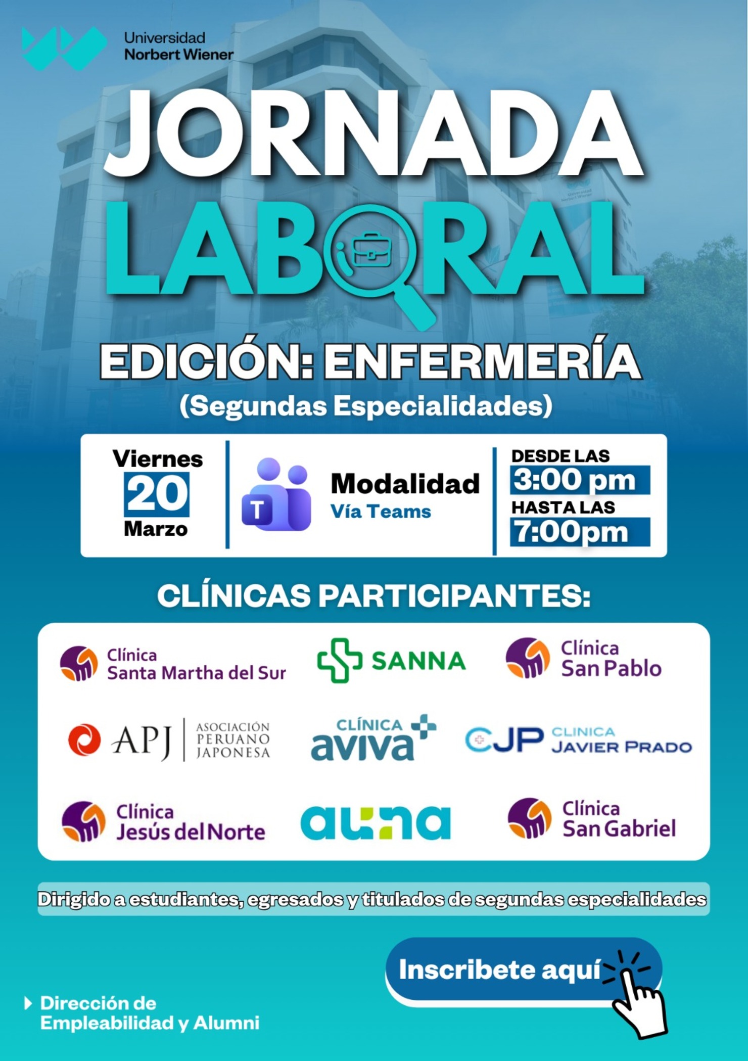 JORNADA LABORAL ONLINE – EDICIÓN: ENFERMERÍA (SEGUNDAS ESPECIALIDADES)