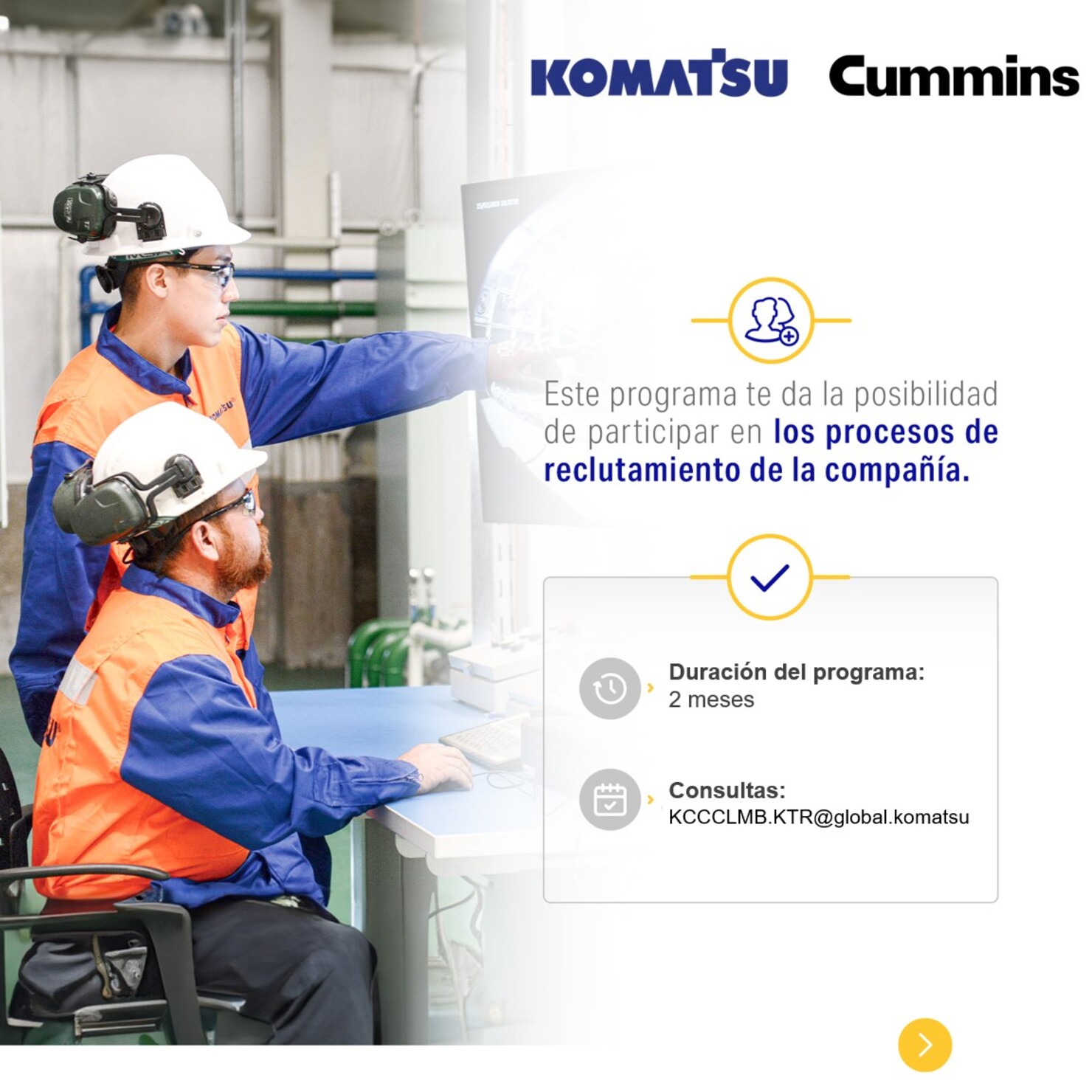 Se parte del Programa Ready To Work de Komatsu Cummins