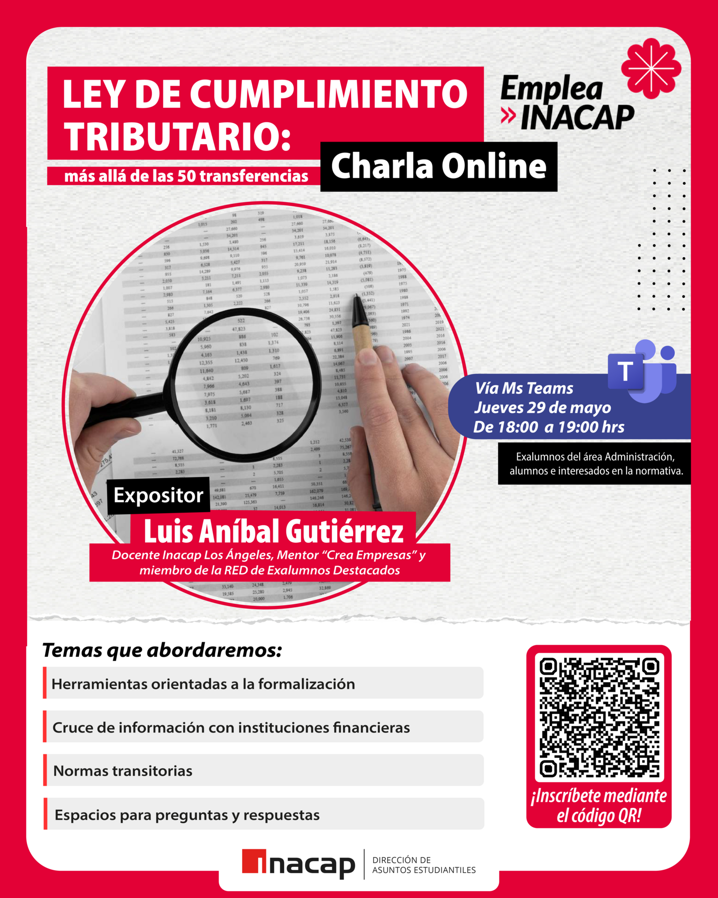 Charla Online: Ley de cumplimiento tributario, más allá de las 50 transferencias