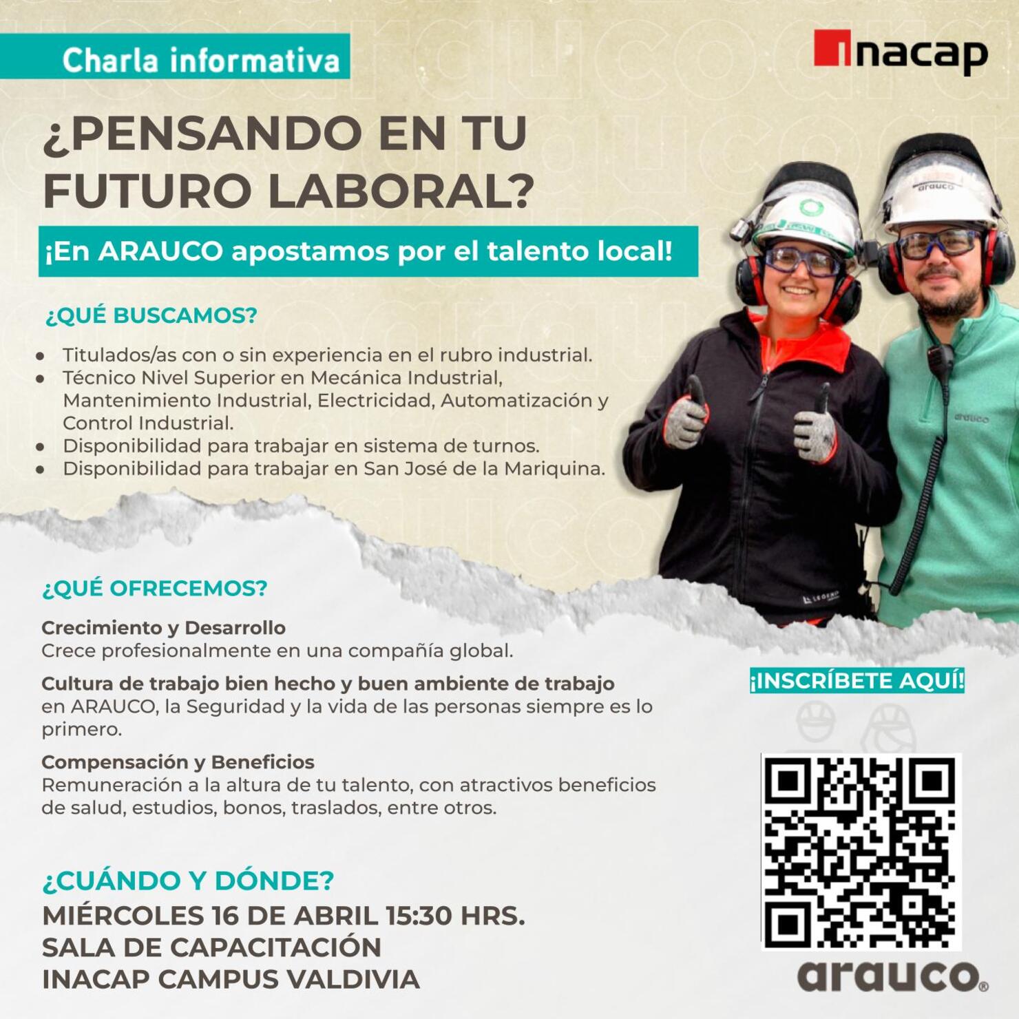 CHARLA INFORMATIVA Y RECLUTAMIENTO EN SEDE DE OFERTAS LABORALES EMPRESA ARAUCO