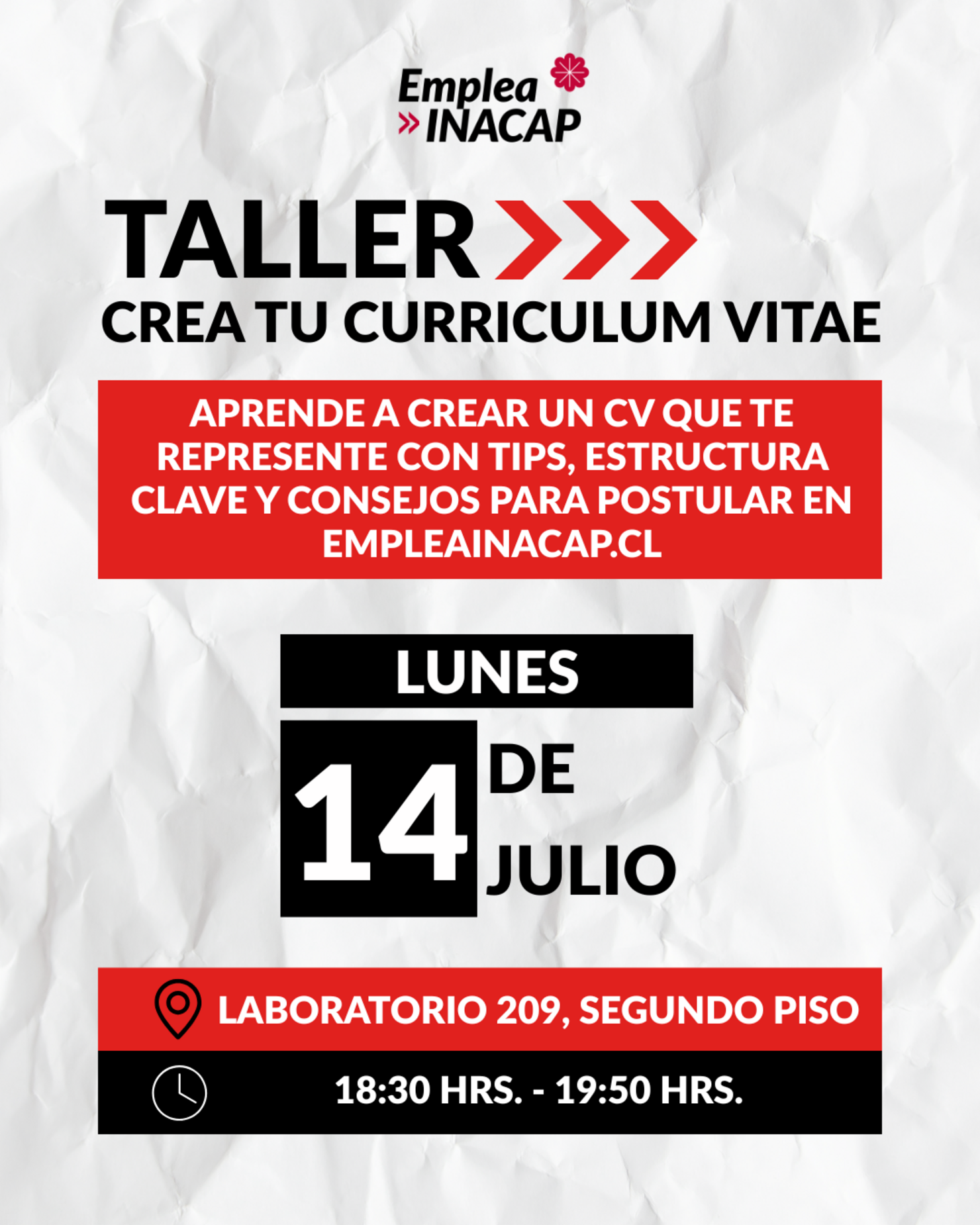 Taller: Crea tu Currículum Vitae – Jornada Vespertina