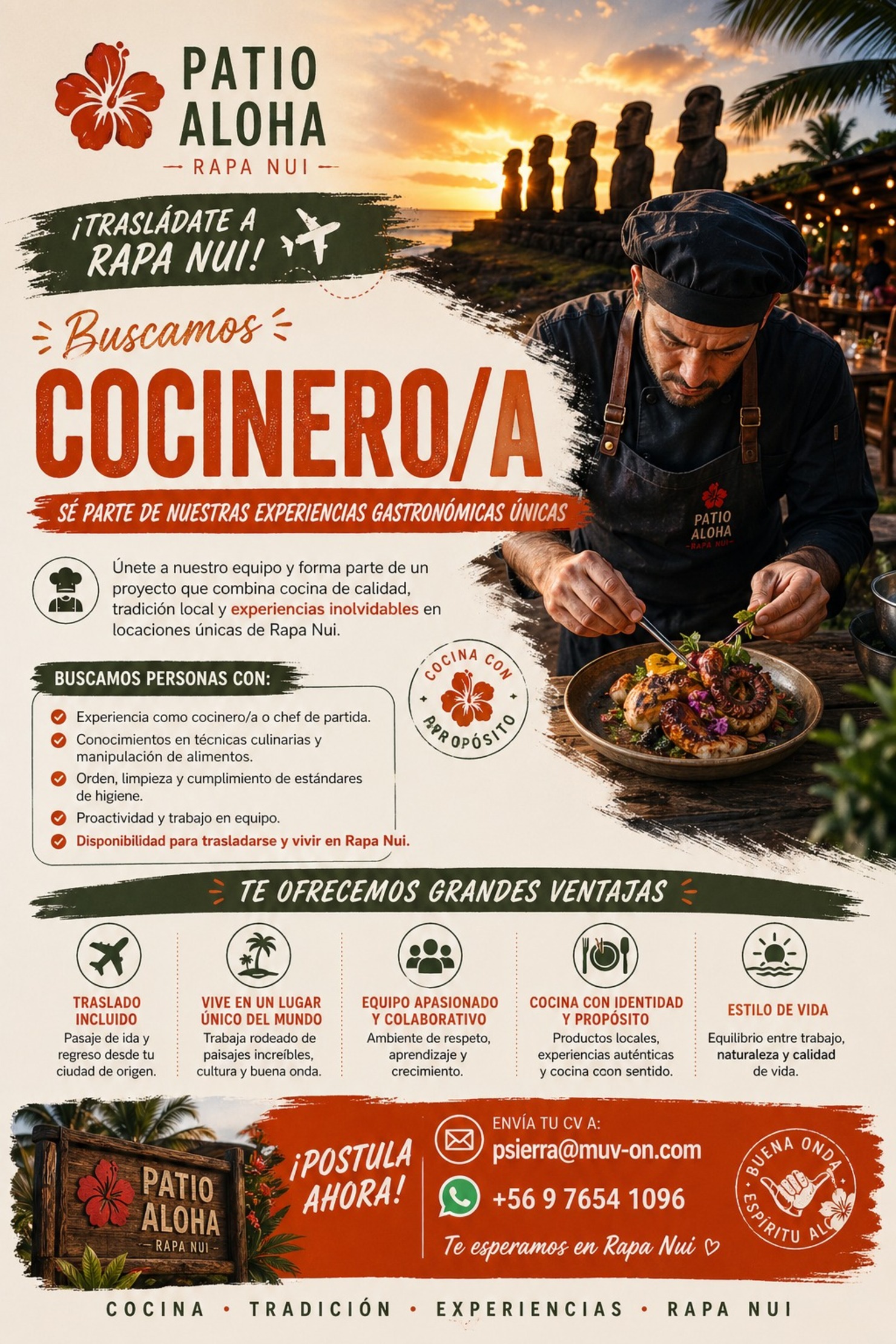 Reclutamiento Cocineros - Rapa Nui