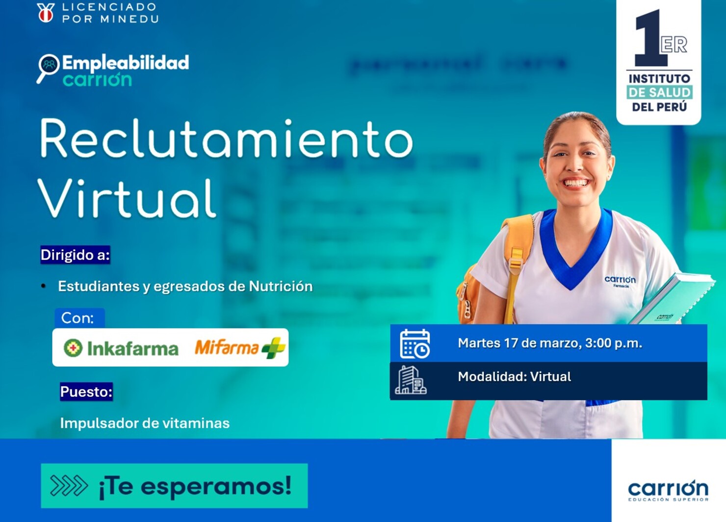 Reclutamiento Virtual con Farmacias Peruanas: Impulsador de Vitaminas (Nutrición)