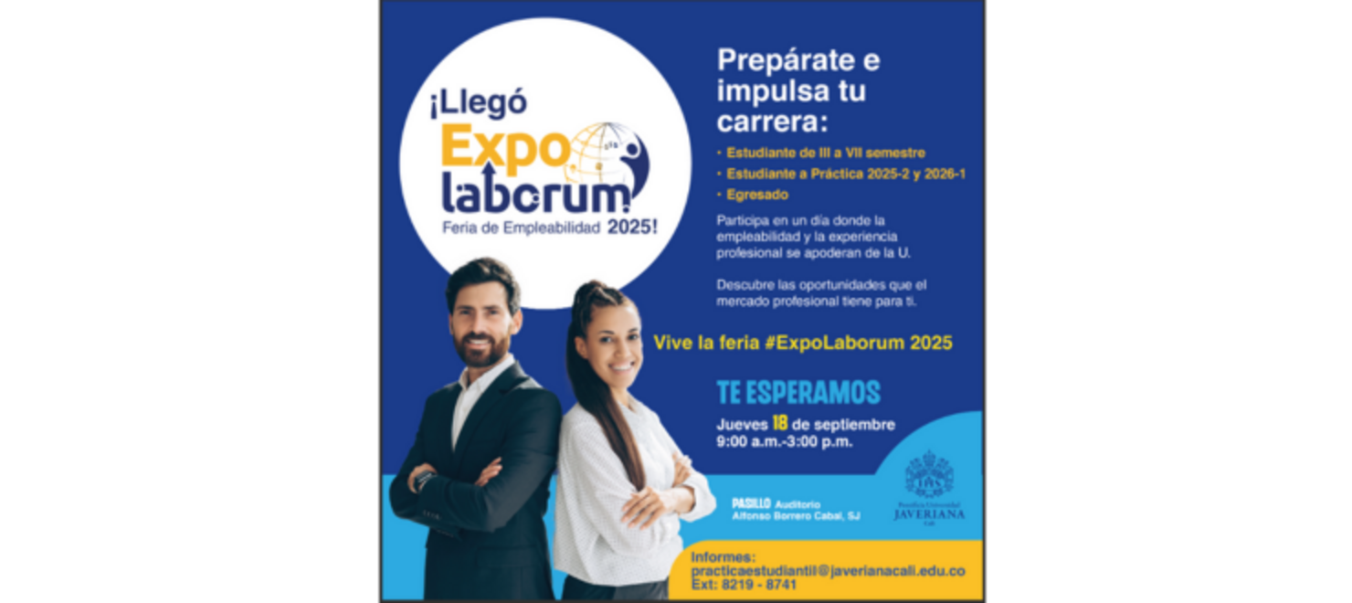 Evento estudiantes, egresados y organizaciones PUJ Cali: Feria de empleabilidad Expolaborum