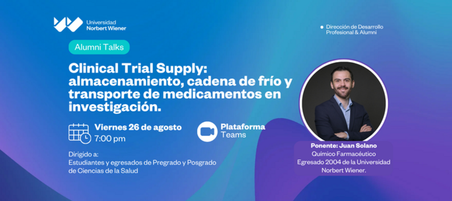Alumni Talks: Clinical Trial Supply: almacenamiento, cadena de frío y transporte de medicamentos en investigación.