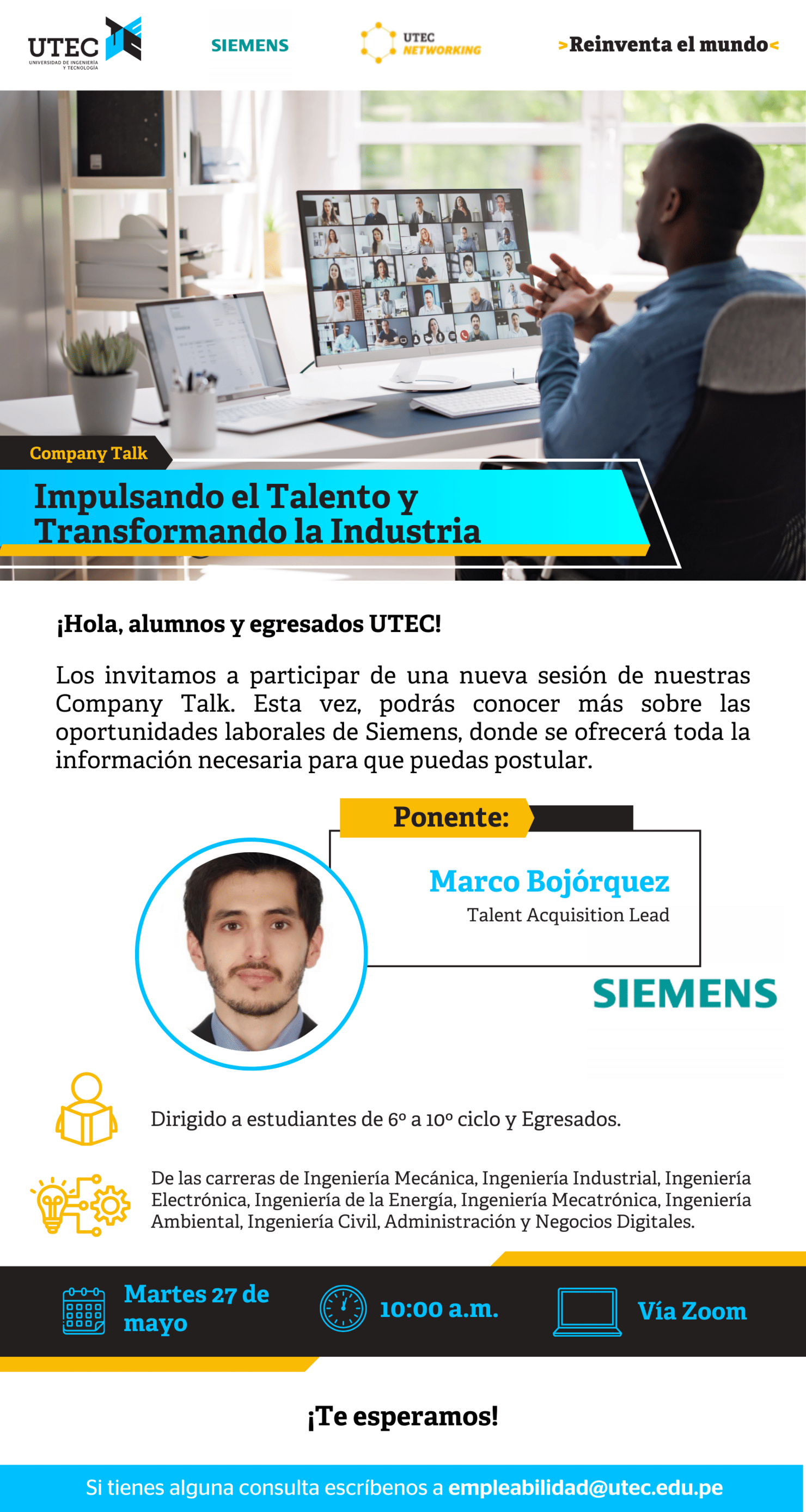 [SIEMENS - Impulsando el Talento y Transformando la Industria ] Martes 27/05 a las 10:00 am