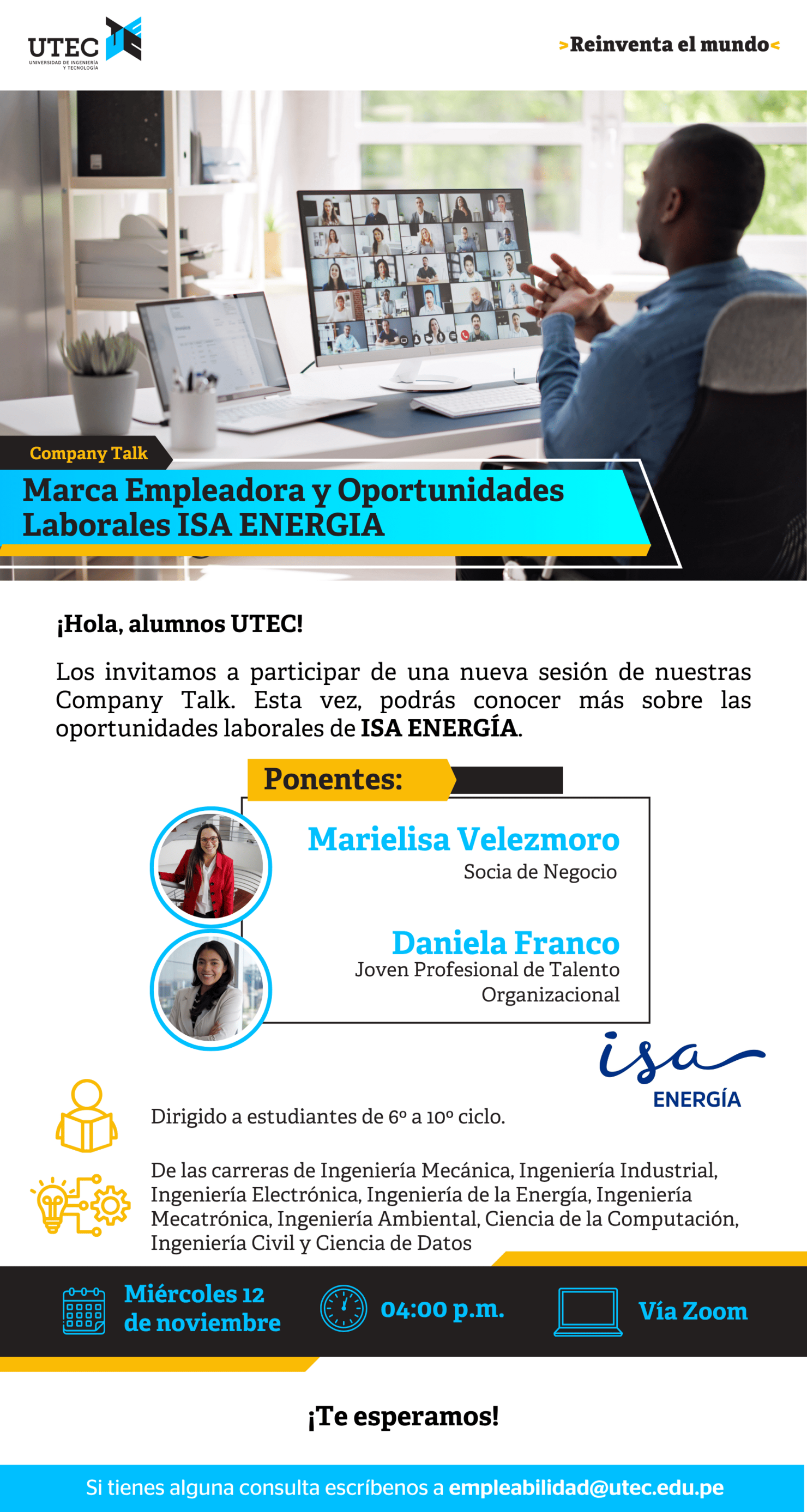 [ Company Talk ISA ENERGÍA] Marca Empleadora y Oportunidades Laborales ISA REP  - Miércoles 12 de Noviembre - 04:00 pm