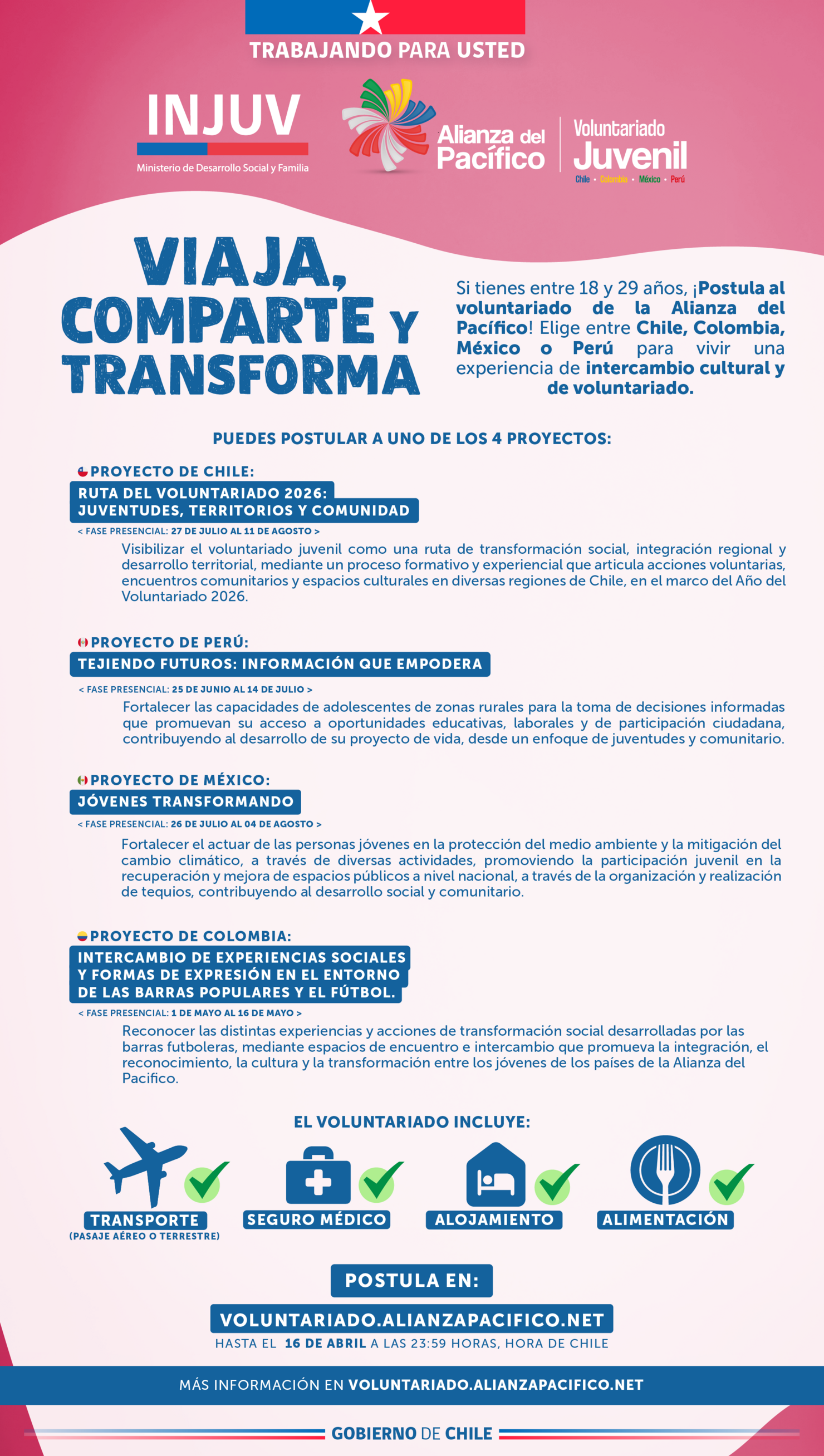 Convocatoria Voluntariado Alianza del Pacífico 2026 - INJUV