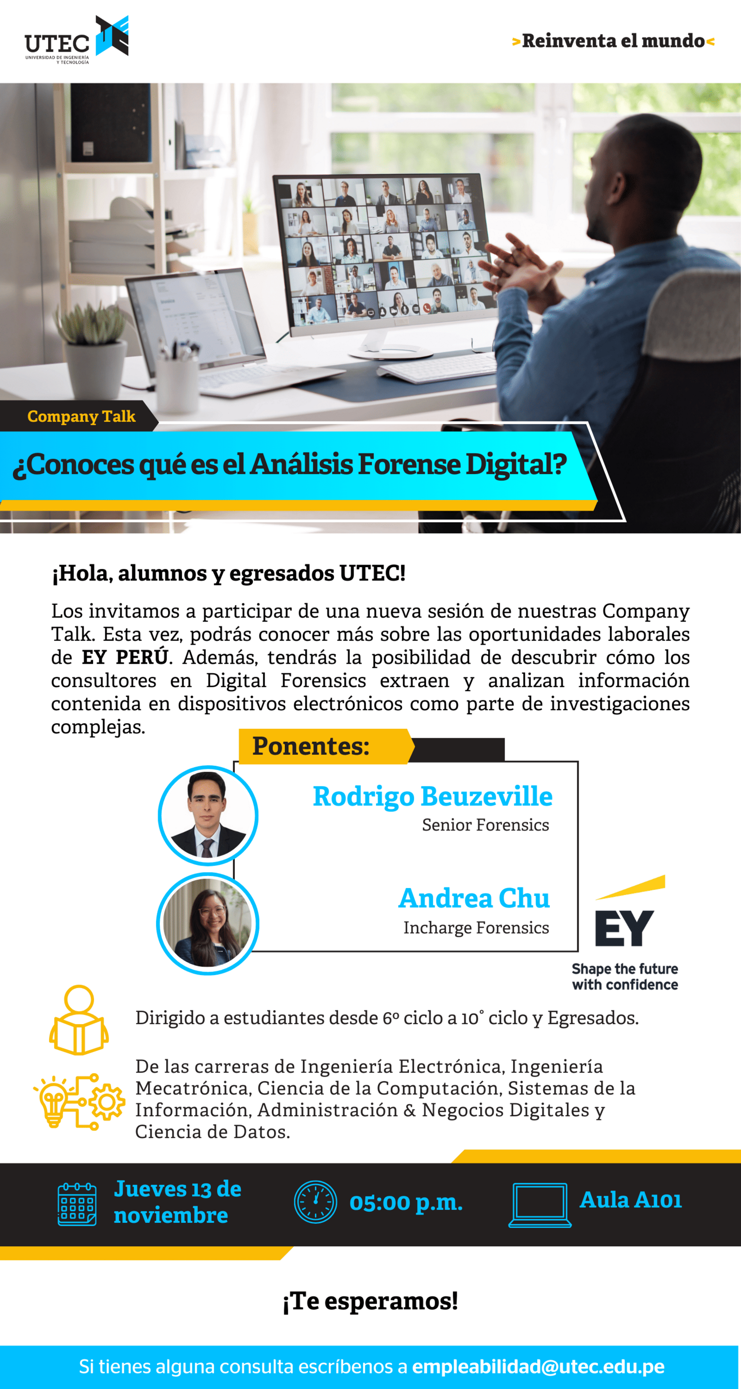 [ Company Talk Presencial EY PERU ]- Jueves  13 de Noviembre - 05:00 pm