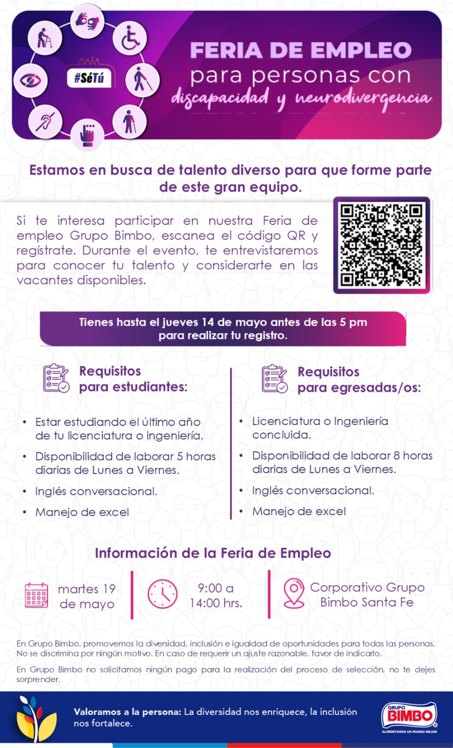 Feria de Empelo para Personas con Discapacidad y Neurodivergencia - Grupo Bimbo