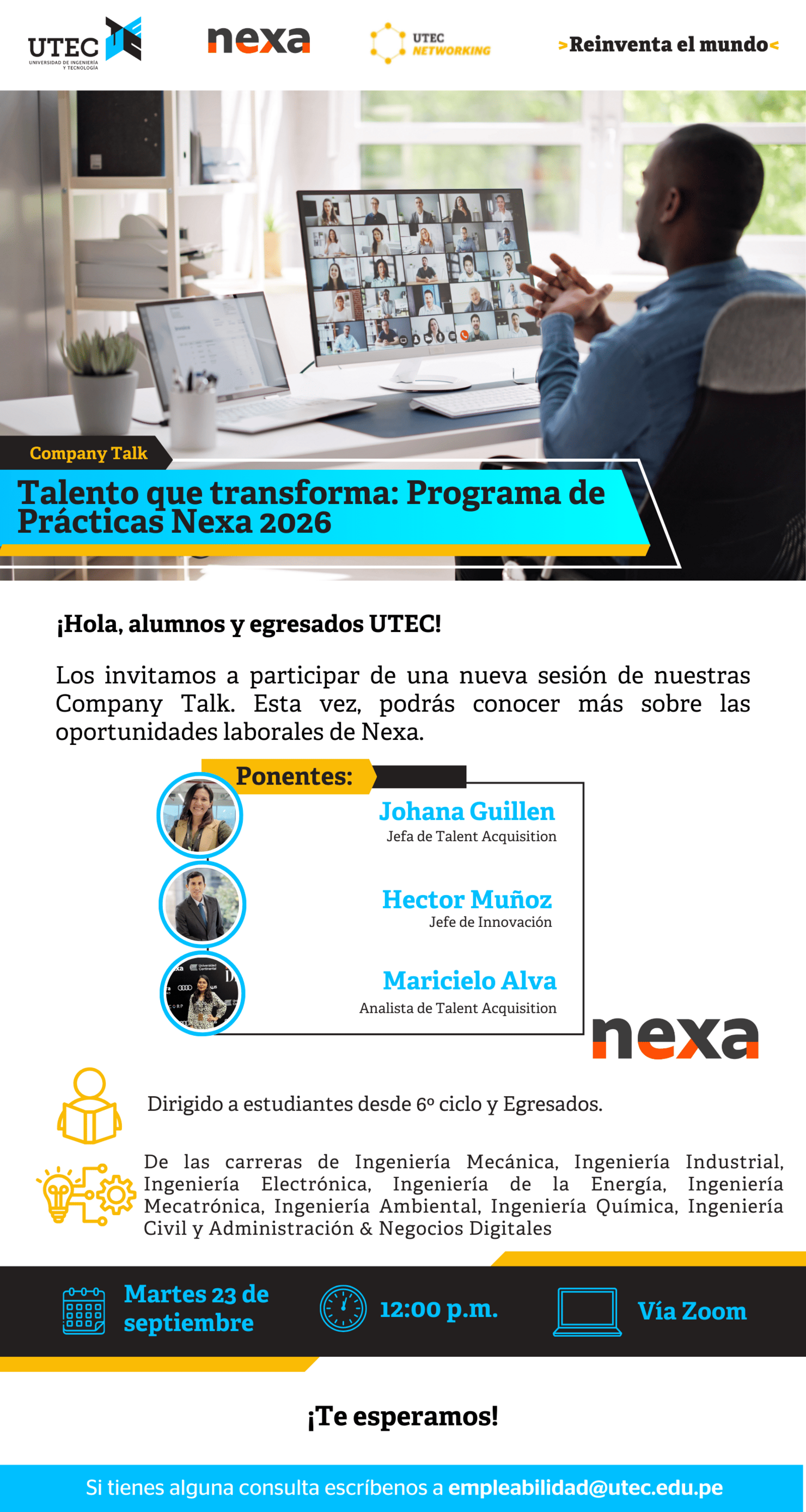 [NEXA - Talento que transforma: Programa de Prácticas Nexa 2026 ] Martes 23/09 a las 12:00 am