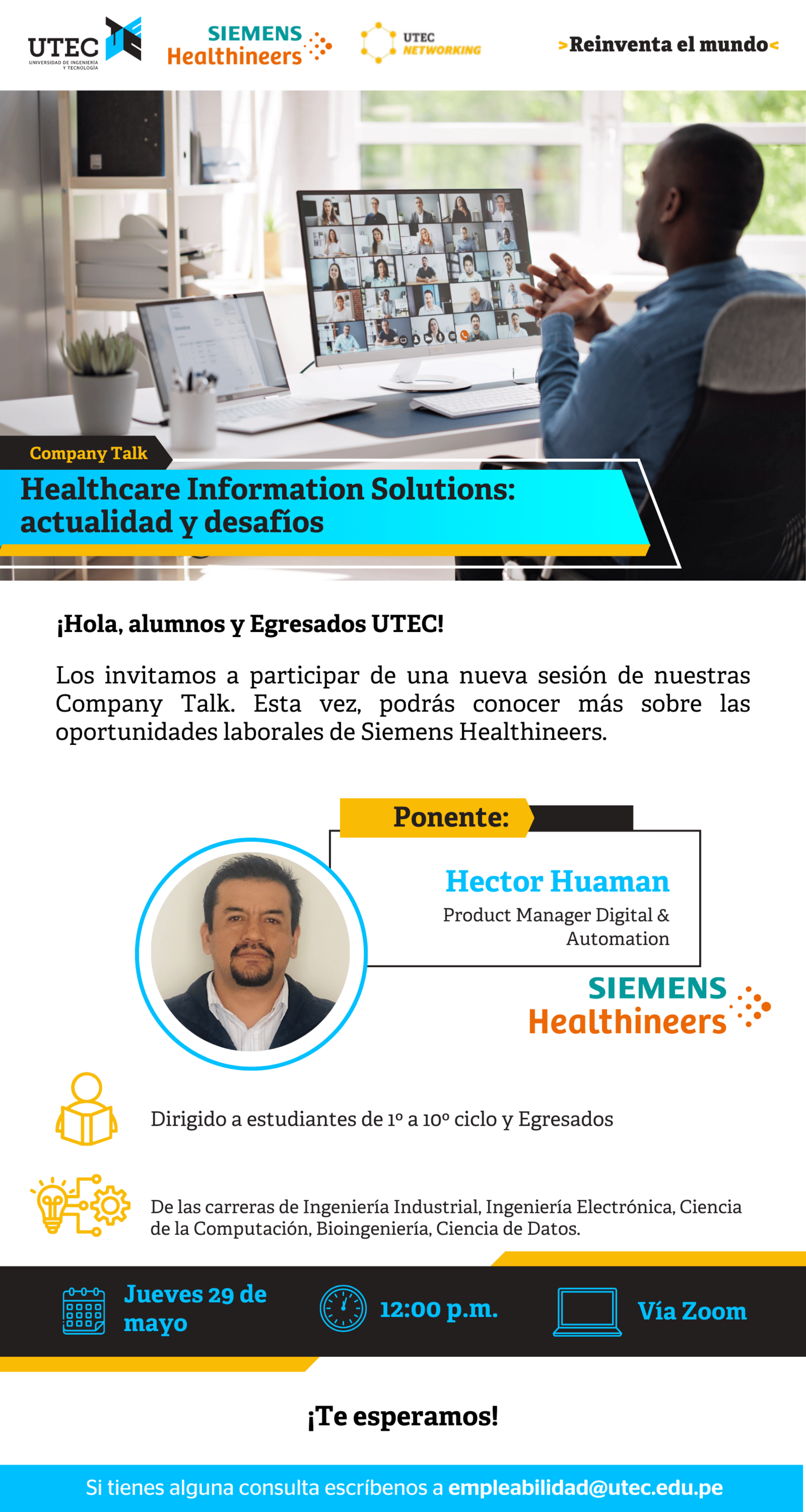 SIEMENS HEALTHNEERS - Healthcare Information Solutions: actualidad y desafíos ] Jueves 29/05 a las 12:00 pm
