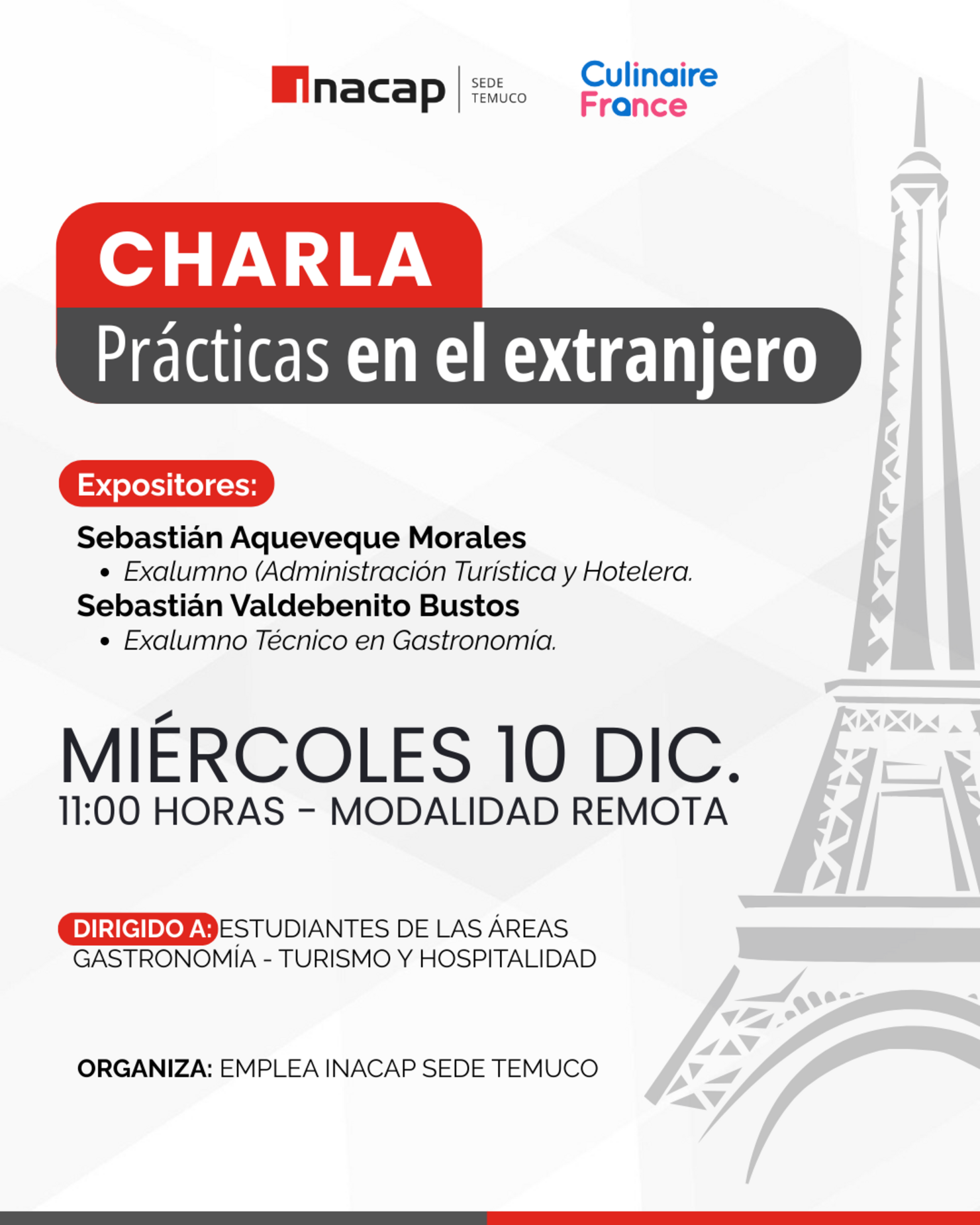 Charla de Prácticas Internacionales Culinaire France