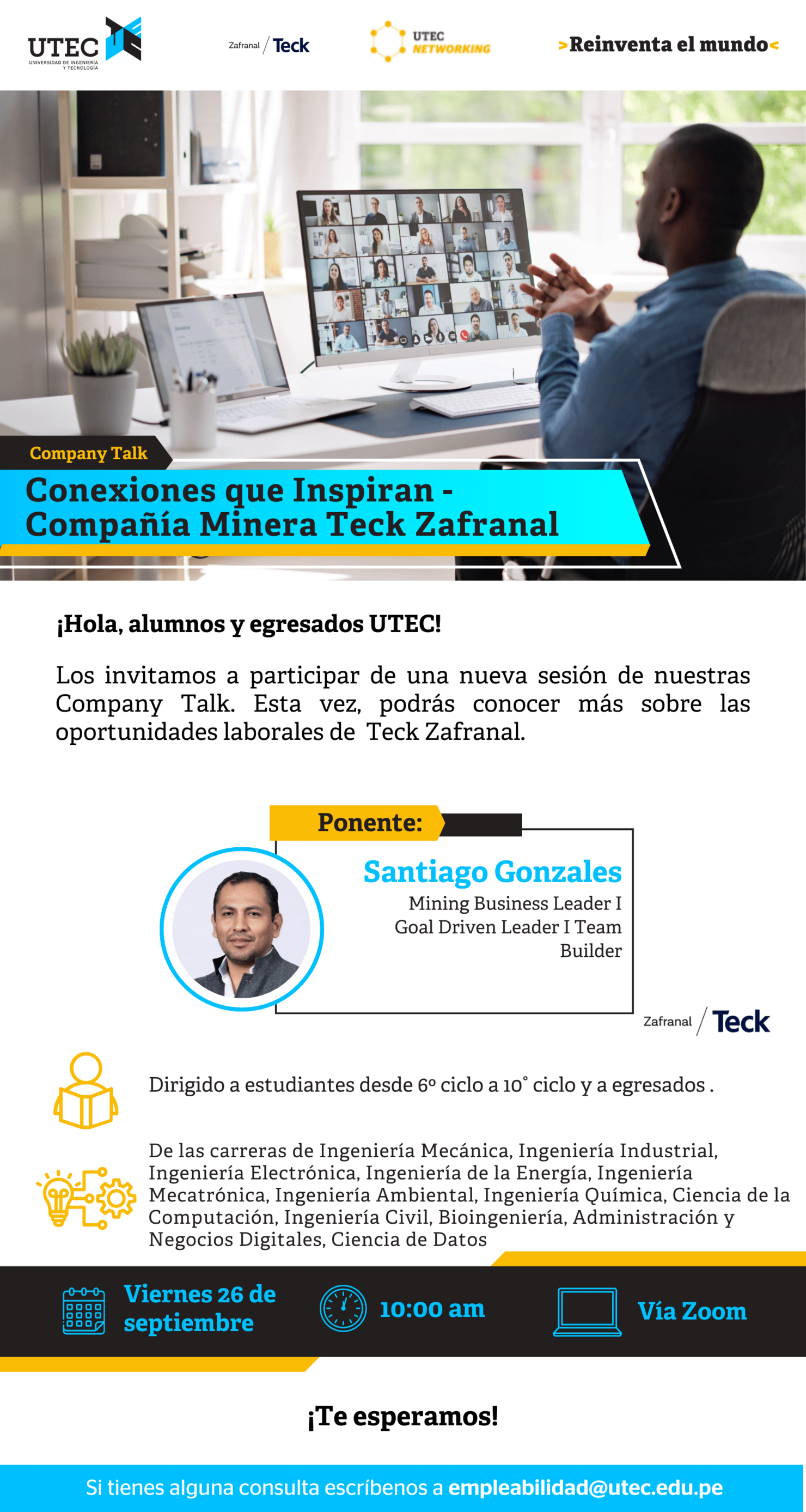 [TECK ZAFRANAL - Conexiones que inspiran ] Viernes 26/09 a las 10:00 am