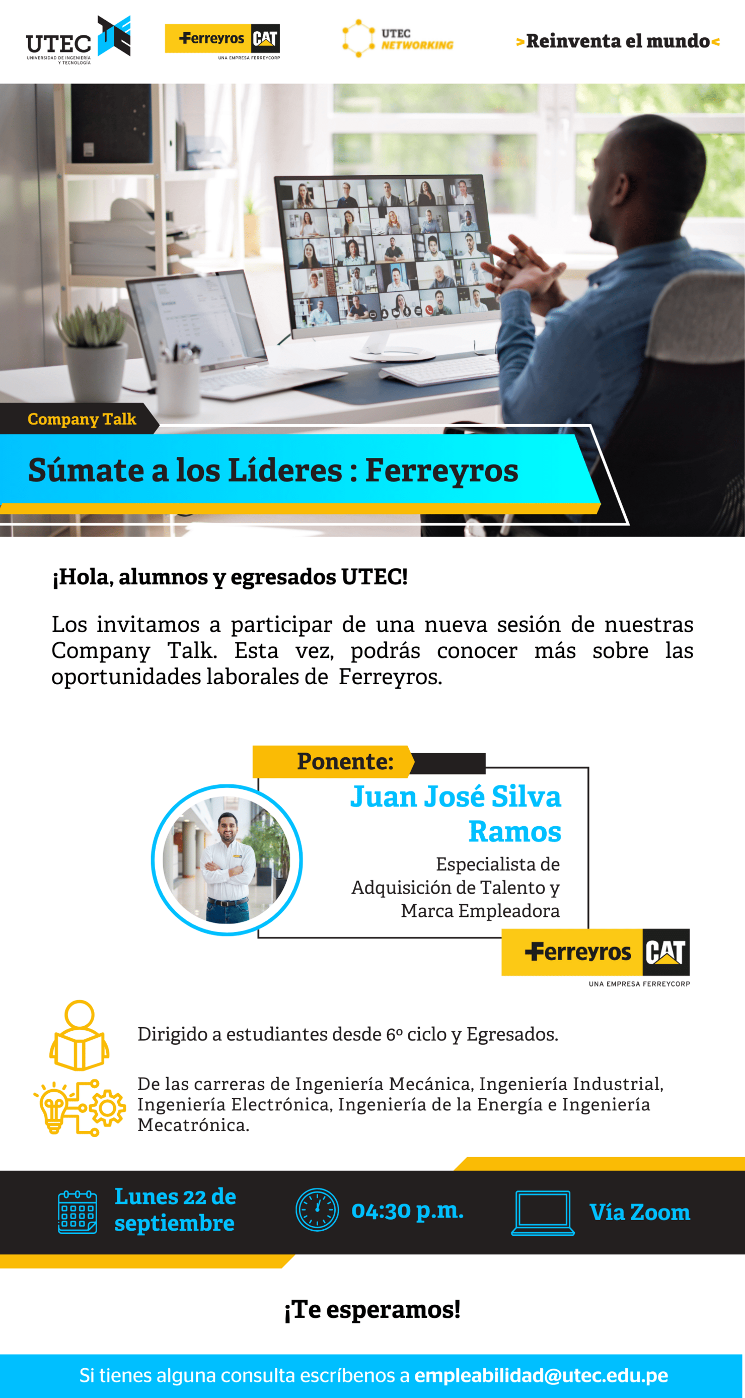 [FERREYROS - Súmate a los Líderes : Ferreyros ] Lunes 22/09 a las 04:30 pm
