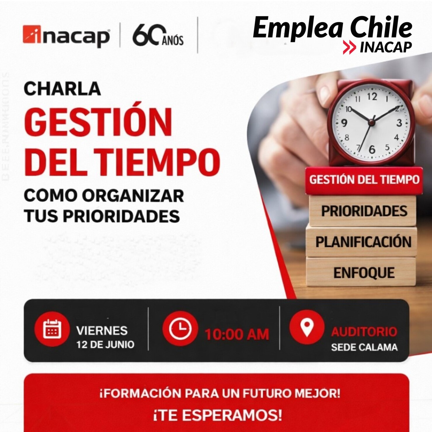 Charla "Tiempo bajo control: cómo organizar tus prioridades"