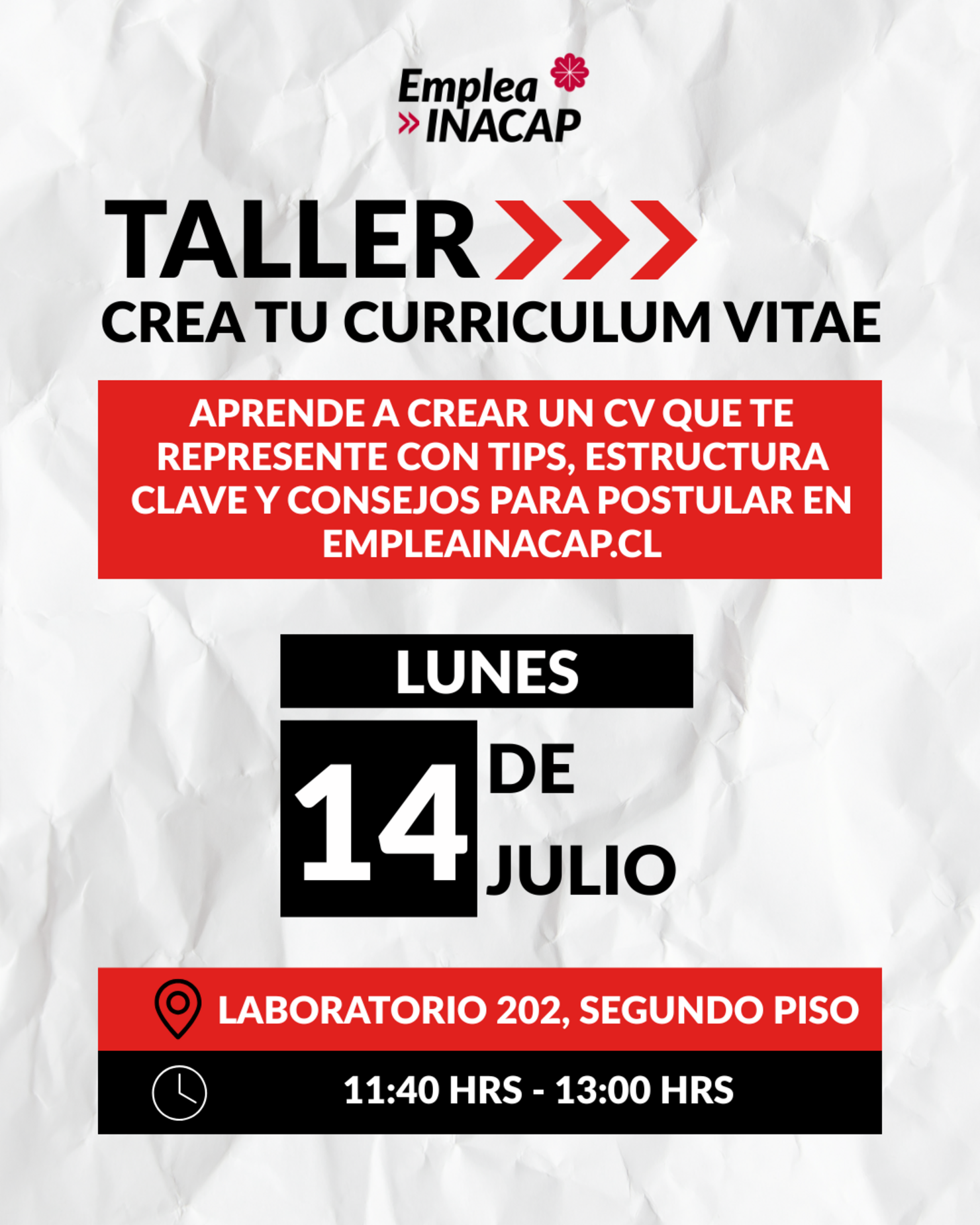 Taller: Crea tu Curriculum Vitae – Jornada Mañana