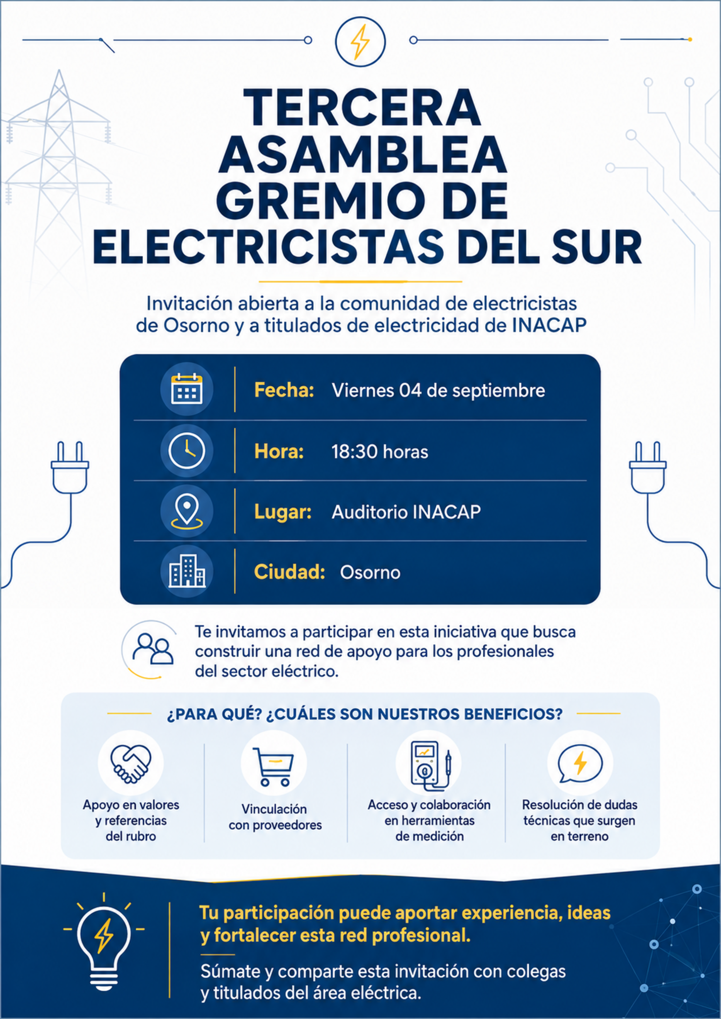 Tercera Asamblea del Gremio de Electricistas del Sur