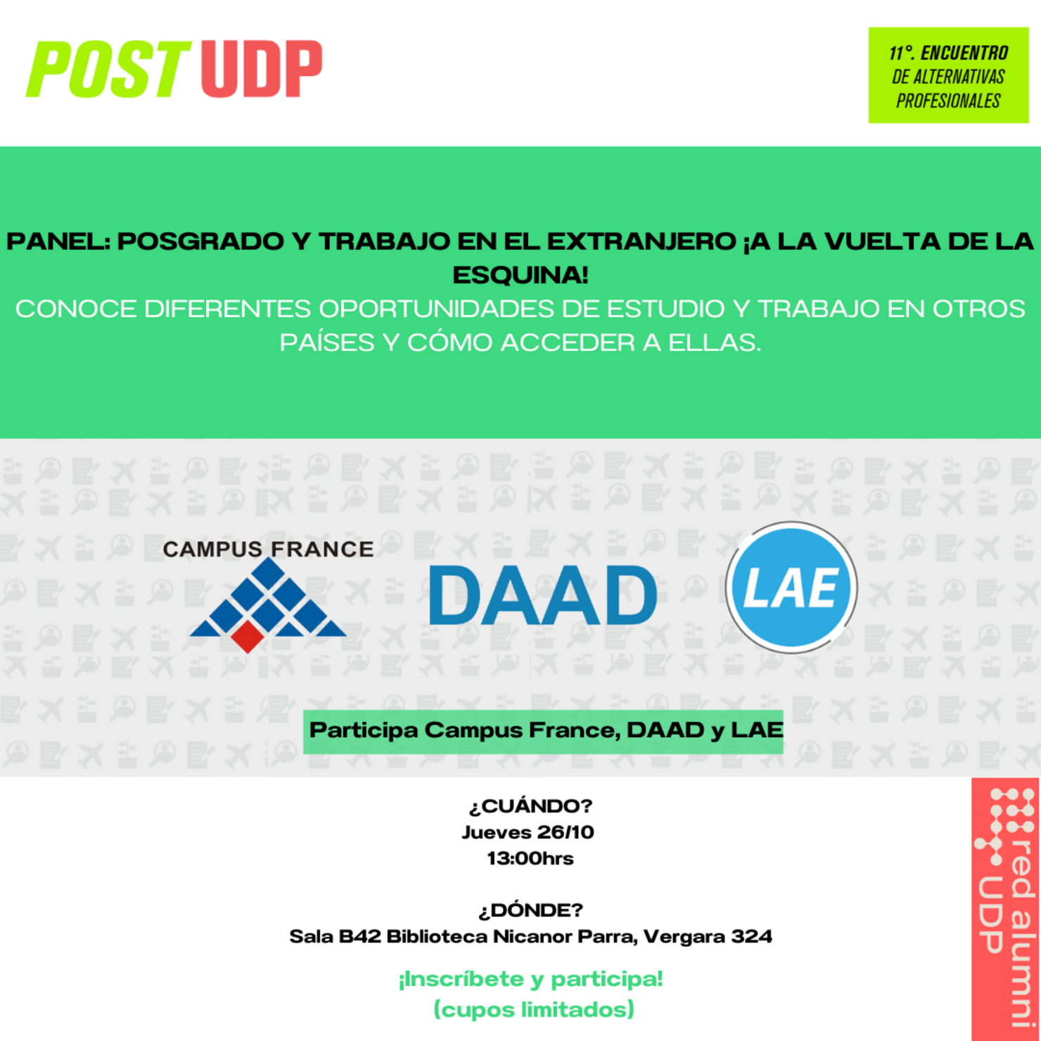 Panel: Trabajo y posgrado en el extranjero, ¡A la vuelta de la esquina!