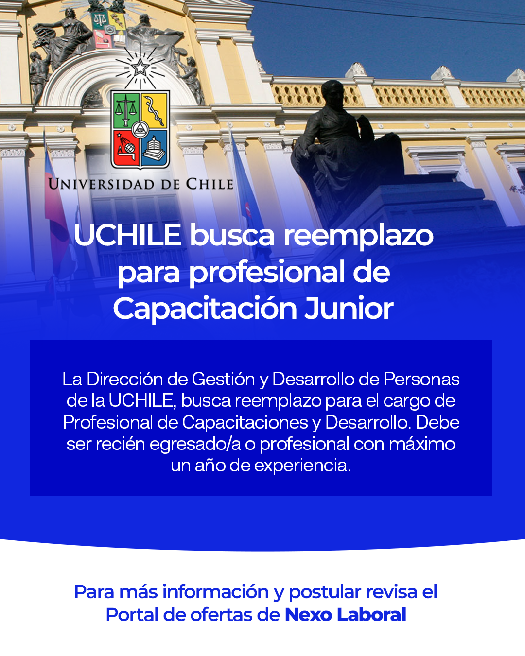 UCHILE busca reemplazo para profesional de Capacitación Junior