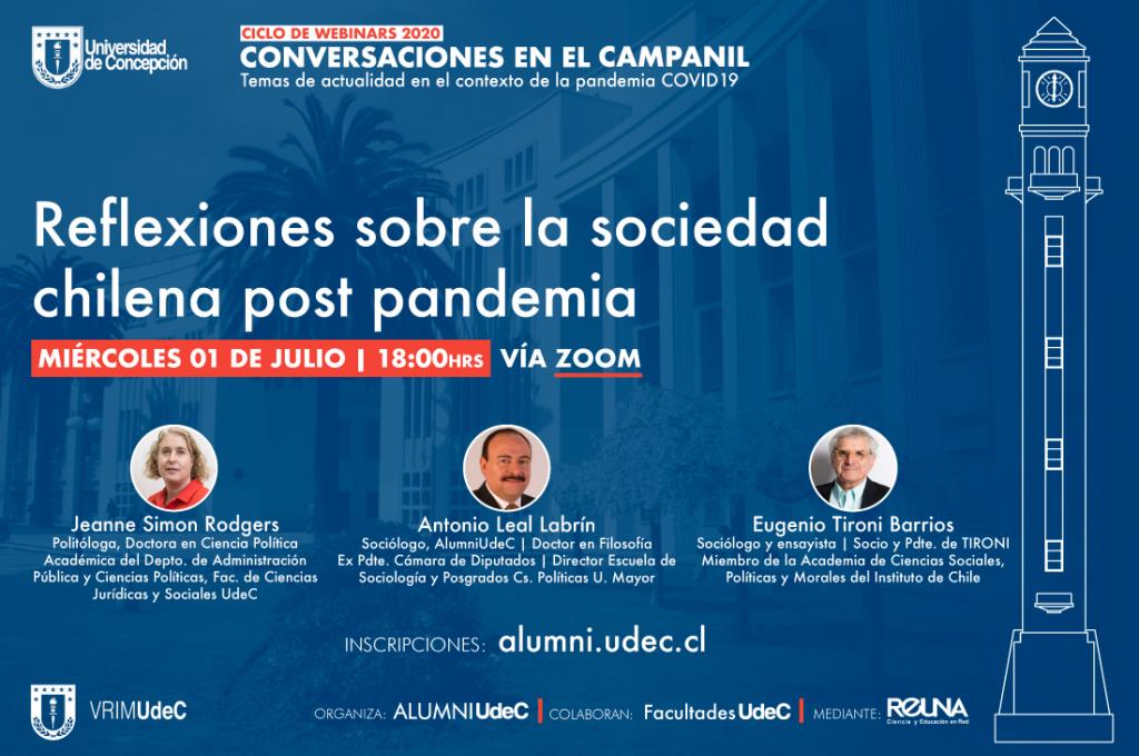 El ciclo de webinars AlumniUdeC reflexionará sobre la sociedad chilena post pandemia y los escenarios para nuestro futuro común