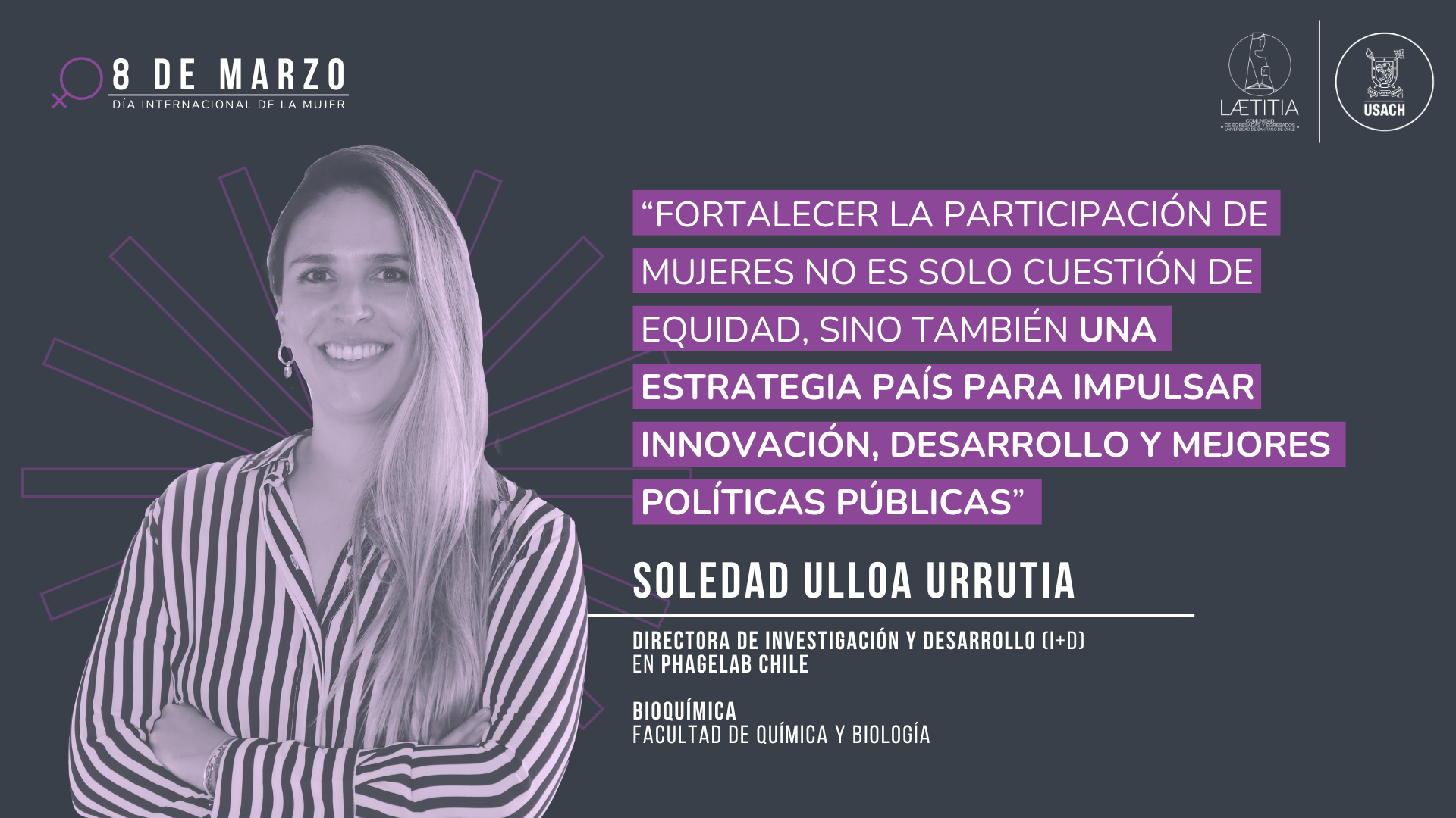 Soledad Ulloa Urrutia: “Fortalecer la participación de las mujeres no es solo cuestión de equidad, sino también una estrategia país para impulsar innovación, desarrollo y mejores políticas públicas”