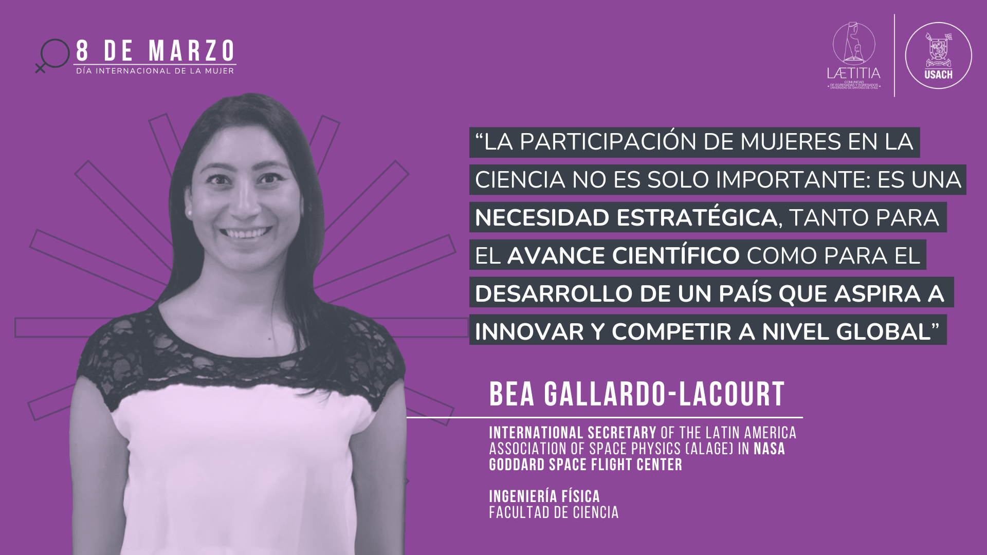 Bea Gallardo-Lacourt: “La participación de las mujeres en la ciencia no es solo importante: es una necesidad estratégica, tanto para el avance científico como para el desarrollo de un país que aspira a innovar y competir a nivel global”