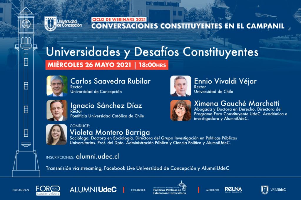 "Universidades y Desafíos Constituyentes" se denomina el sexto webinar de ciclo UdeC