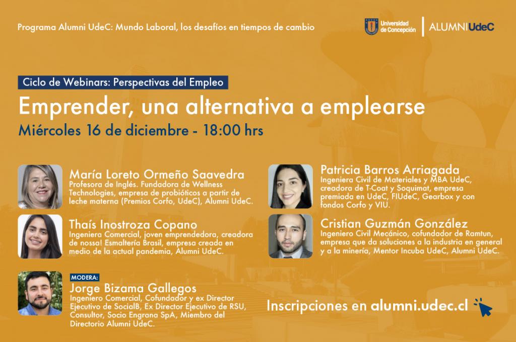 Nuevo webinar de AlumniUdeC profundizará en el emprendimiento como alternativa al empleo