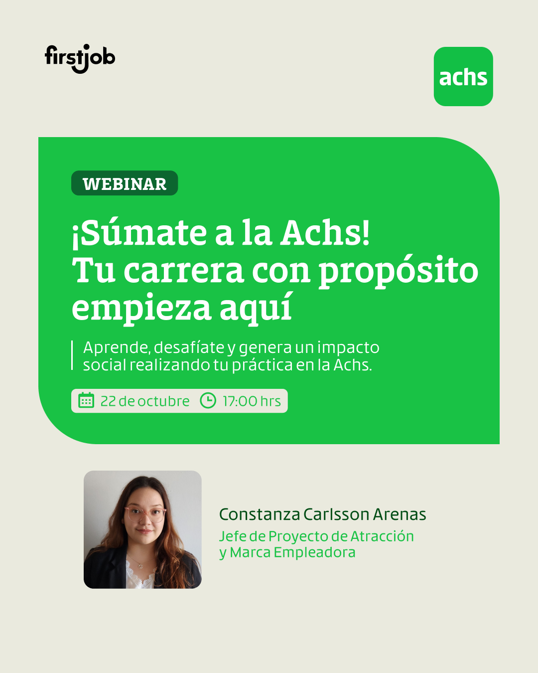 Webinar Achs: ¡Súmate a la Achs!: Tu carrera con propósito empieza aquí 💚
