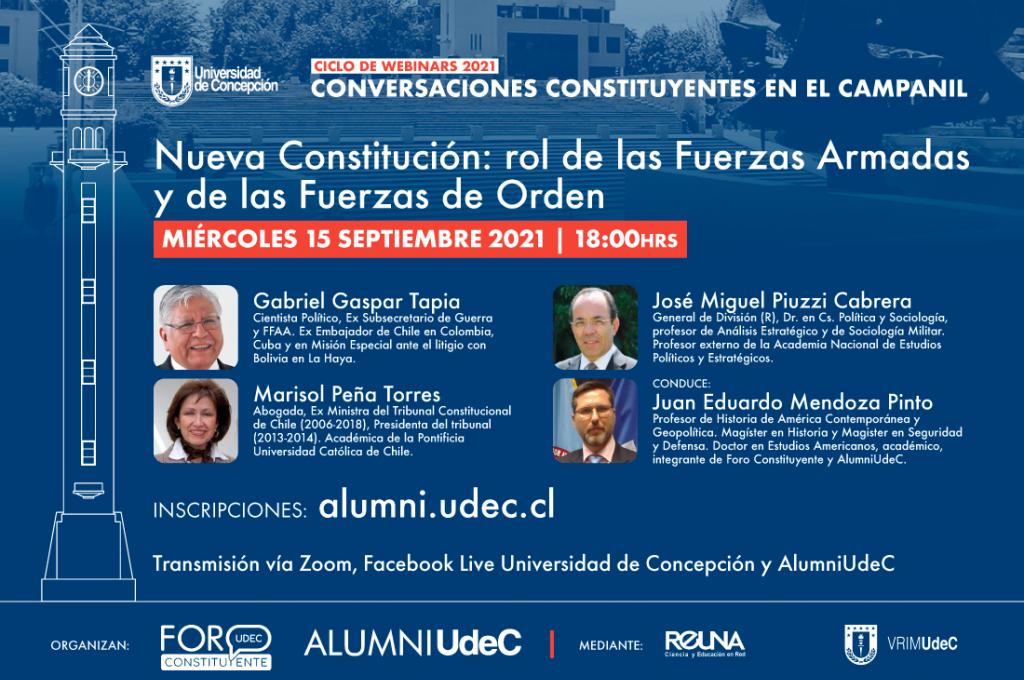 El rol de las FFAA y de Orden en la nueva Carta Fundamental abordará el Ciclo "Conversaciones Constituyentes en el Campanil”