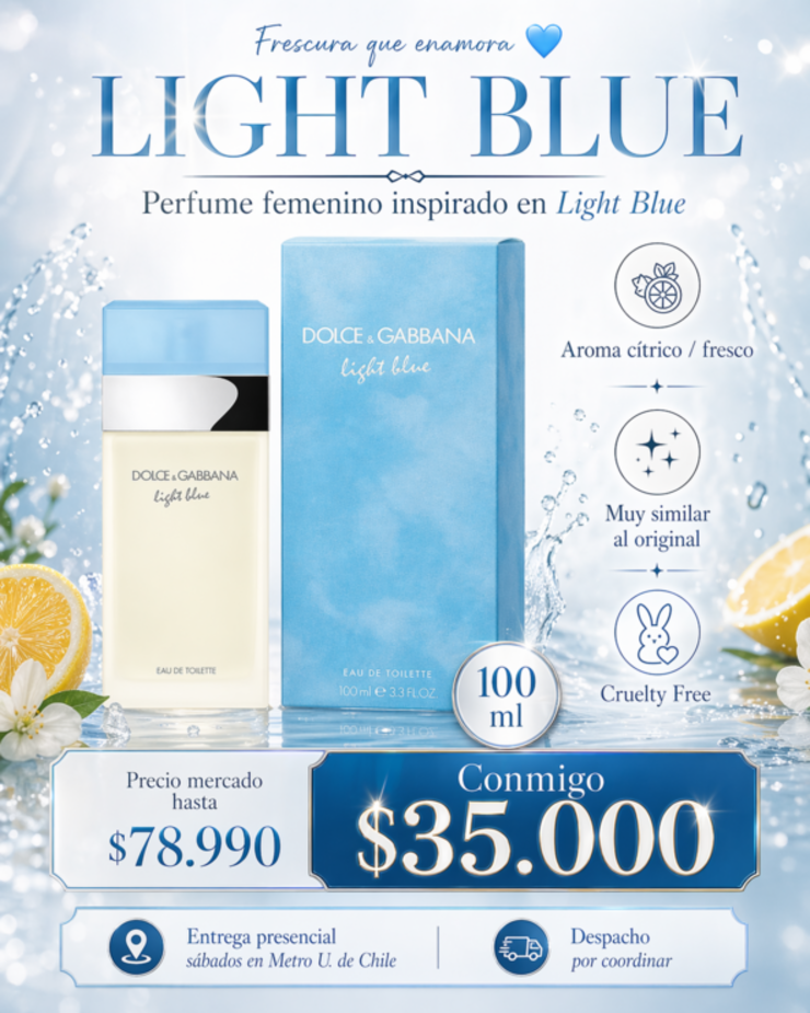 💙 Perfume femenino inspirado en Light Blue 100 ml