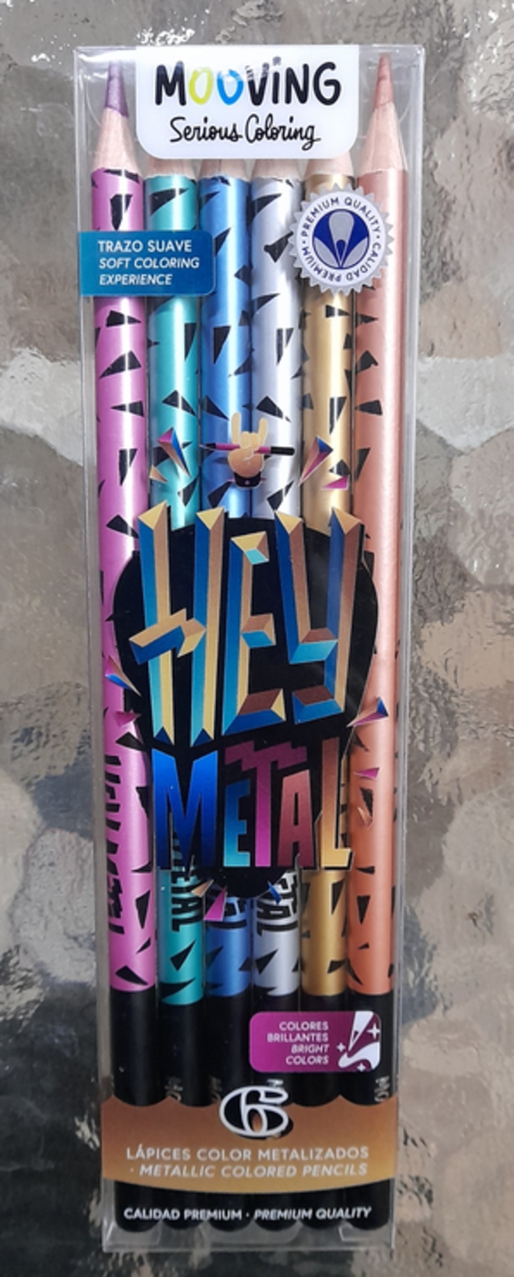 Estuche de 6 lápices de colores metalizados