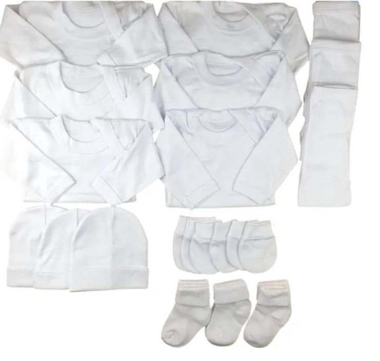 Ajuar 0-3 / 6 piezas/ Amarillo, Blanco, Celeste y Rosado.