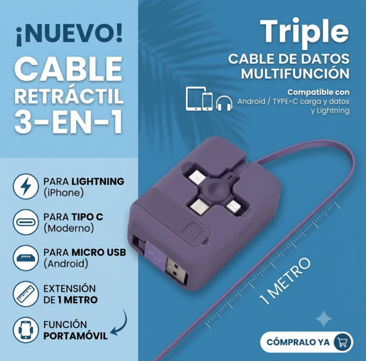Cable 3 en 1
