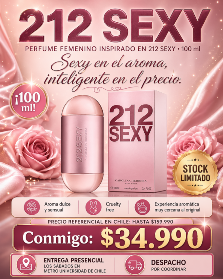 💖 Perfume femenino inspirado en 212 Sexy 100 ml