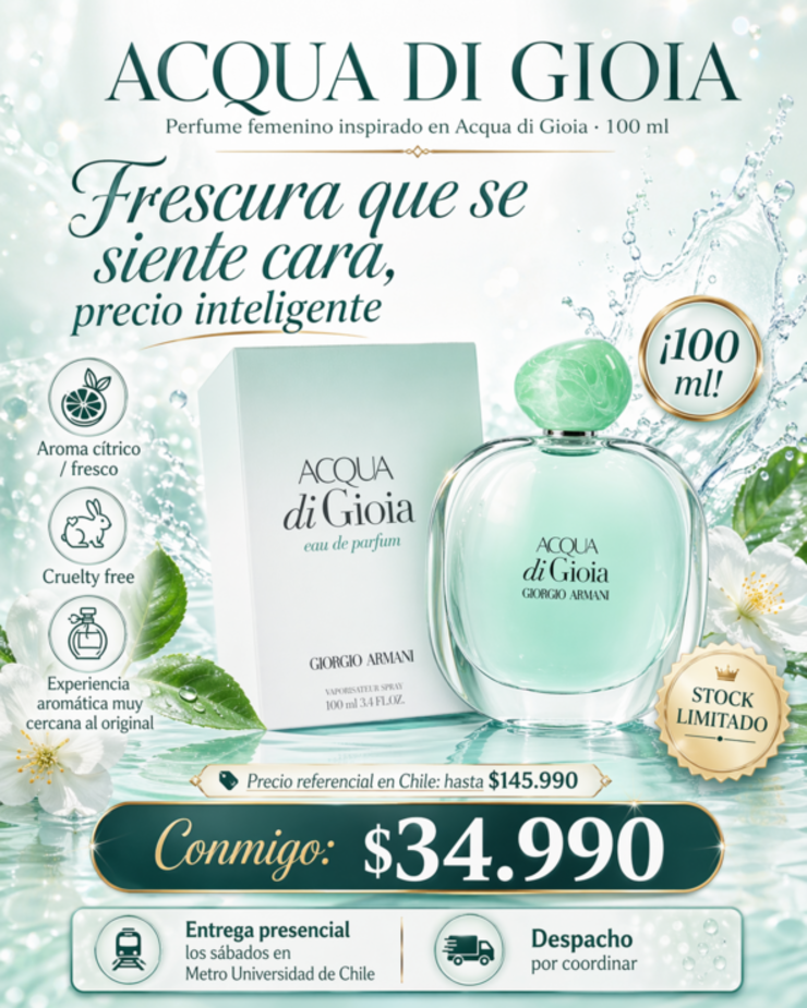 🌿 Perfume femenino inspirado en Acqua di Gioia 100 ml