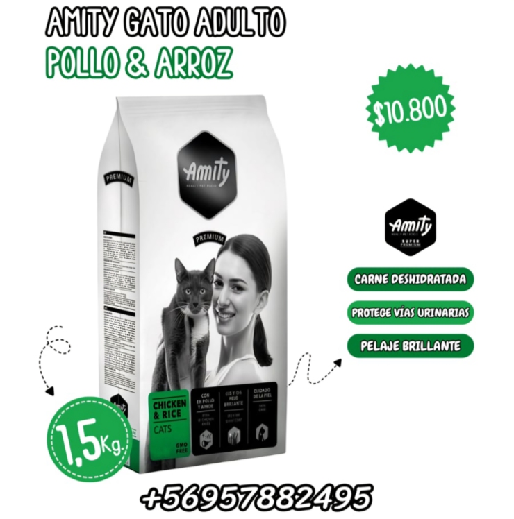 Amity Gato Sabor Pollo y Arroz 1.5kg