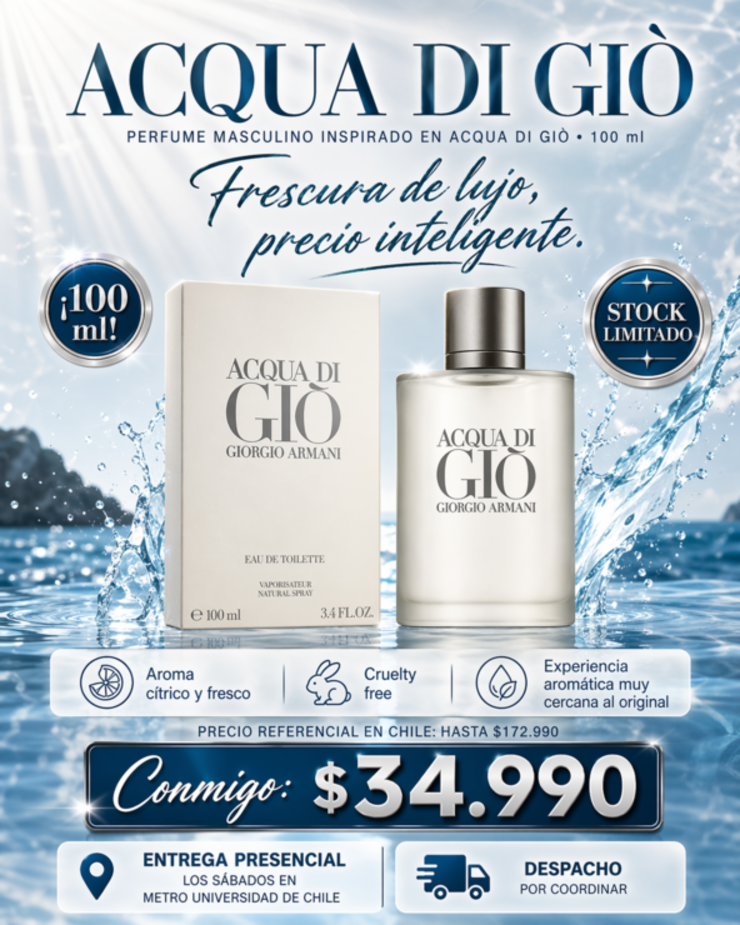 🌊 Perfume masculino inspirado en Acqua di Giò 100 ml